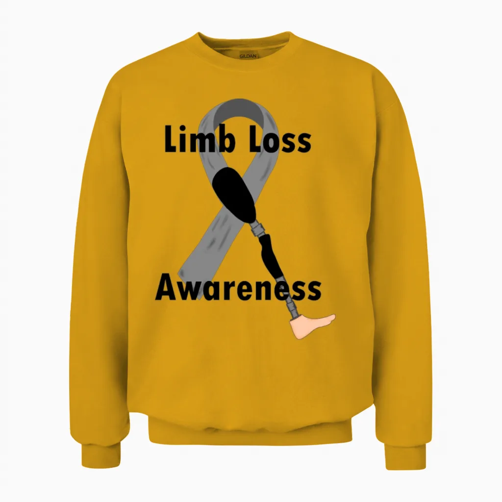 Limb Loss Awareness Ribbon Unisex Sweatshirt in Gold