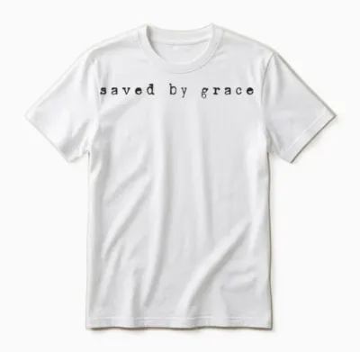 Vintage Schreibmaschine 'saved by Grace' Christlicher Glaube Design Unisex T-Shirt - White