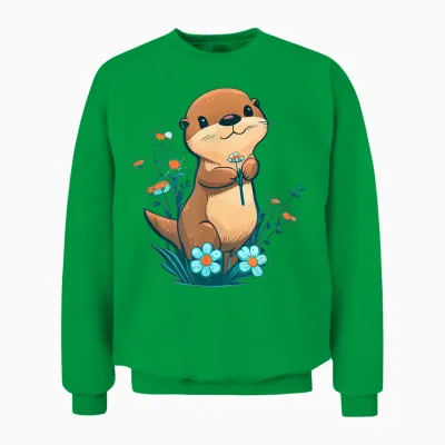 Baby Otter Blumen – Otter Unisex Sweatshirt - Irish Green