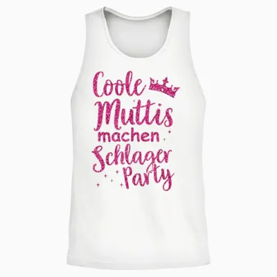 Schlager Music Costume Schlagerfan Schlager Music Party Girls T-Shirt, Black Unisex Tank Top - White