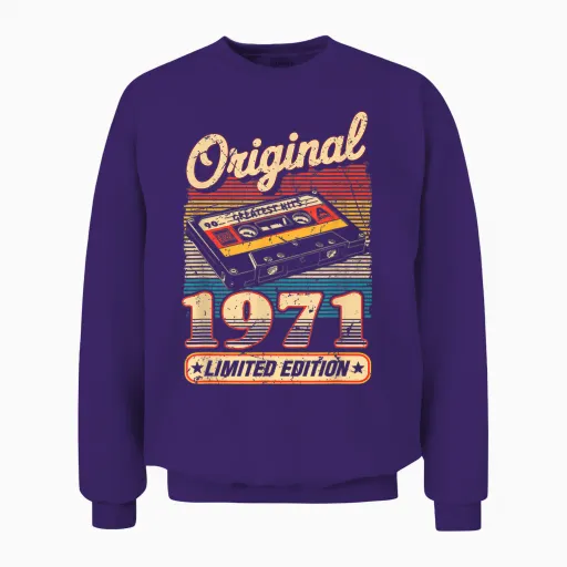 Original 1971 Vintage Birthday 54 Years for Men Women Unisex Sweatshirt - Purple