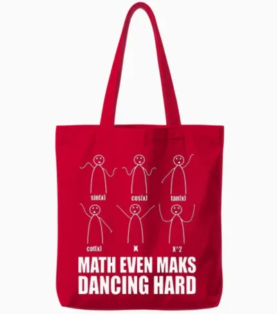 Funny Math Dancing Tote Bags - Red