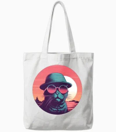 Retro Cat Lovers Vintage Tote Bags - White