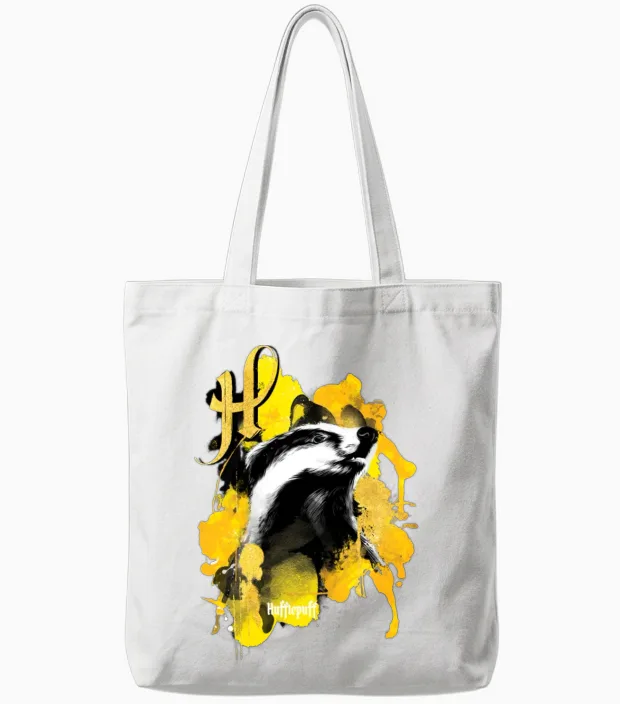 Harry Potter Hufflepuff Badger Tote Bags in White