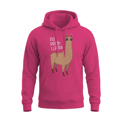 No Prob-Llama | Cool Llama with Sunglasses Design Unisex Hoodie - Heliconia