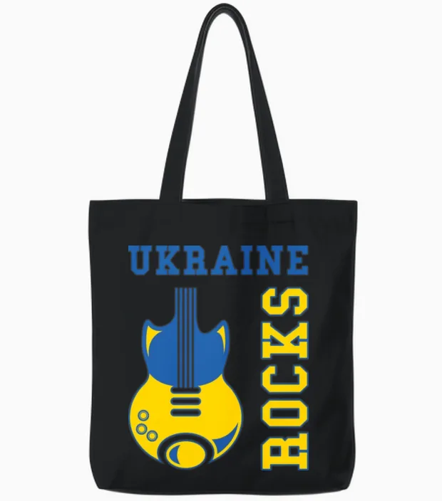 Ukraine Rocks Mic Tote Bags in Black