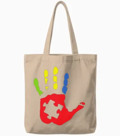 Puzzle Hand Cool Color Tote Bags - Natural
