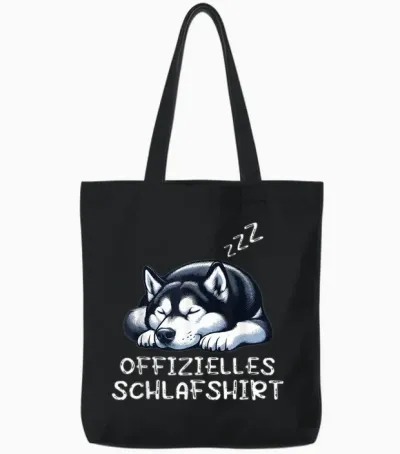 Offizielles Schlafshirt Husky Huskys Siberian Hund Hunde Tote Bags - Black