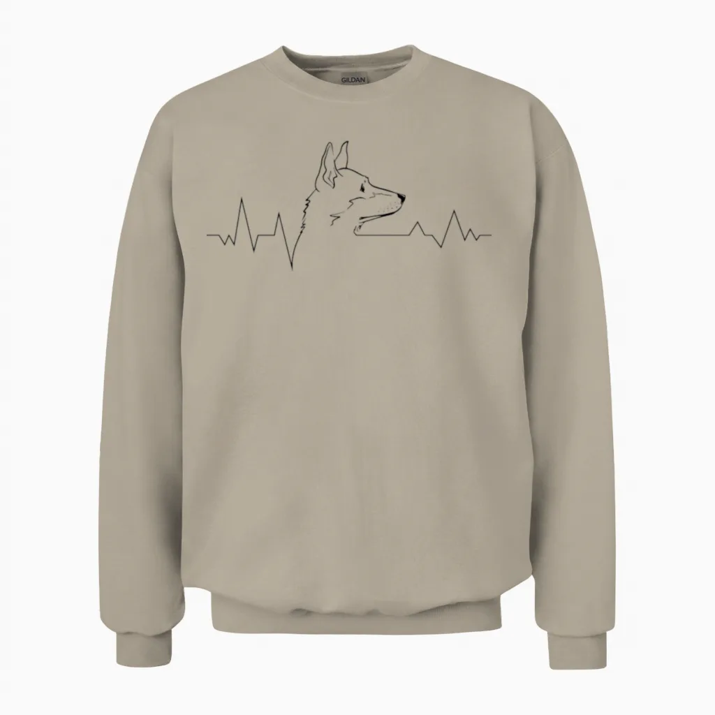 Dog-Breed Welsh-Corgi-Dog Heartbeat Dog Unisex Sweatshirt in Sand