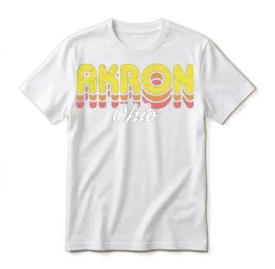 Retro Akron Ohio Unisex T-Shirt - White