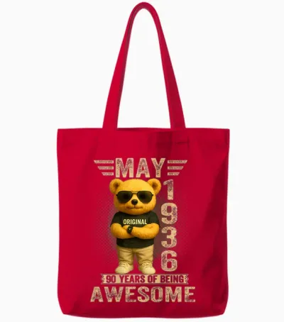Ours En Peluche 90 Ans Mai 1936 90e Anniversaire Femme Tote Bags - Red