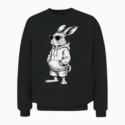 Cooler Osterhase Kaninchen Sonnenbrille Frohe Ostern Kinder Unisex Sweatshirt - Black