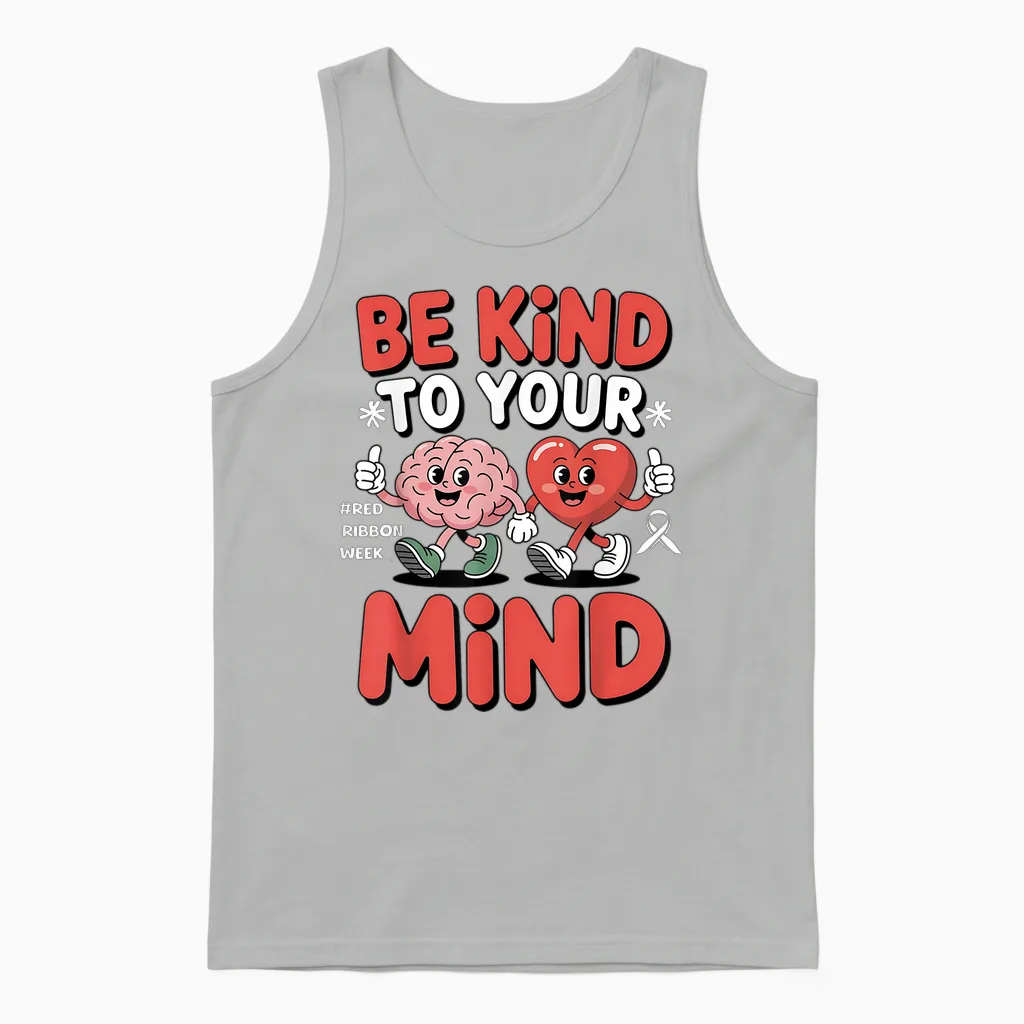 Kids in October We Wear Red Ribbon Week Awareness Cute Unisex Tank Top in Ash