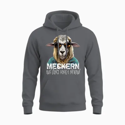 Meckern Auf Ganz Hohem Niveau! Lustiges Ziegen Unisex Hoodie - Charcoal