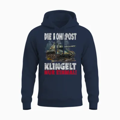 T-Shirt with German Tiger Design with German Text "die Rohrpost Klingelt Nur Einmal German Tiger, Black Unisex Hoodie - Navy