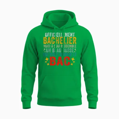2024 Bachelor Congratulations Bac Baccalaureate Humour T-Shirt, Black, S Unisex Hoodie - Irish Green