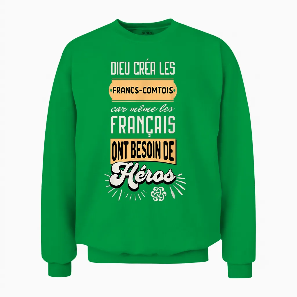 Francs-Comtois Gift Idea Humour Franche-Comté T-Shirt, Black, S Unisex Sweatshirt in Irish Green