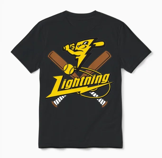 Lightning Baseball - & Softball Unisex T-Shirt in Black