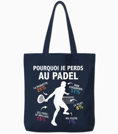 Why I Lose at Padel Padelist Pade Player Fans Humor Tote Bags - Navy