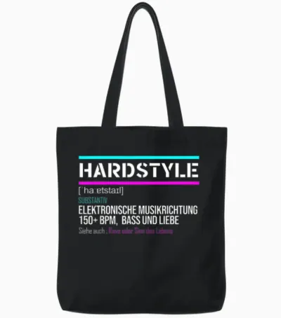 Hardstyle Rawstyle Definition Rave Festival Party Mit 150 Bpm Tote Bags - Black