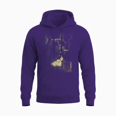 Französische Bulldogge Rauchende Zigarette Whisky Liebhaber Lustiger Hund Unisex Hoodie - Purple