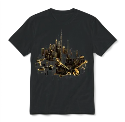 Music Musical Instrument City Skyline Musician Unisex T-Shirt - Black