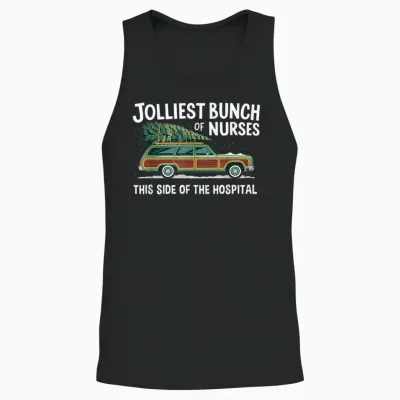 Jolliest Bunch of Nurses Holiday Fun Christmas Nursing Humor Unisex Tank Top - Black