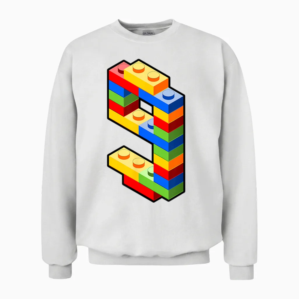 Bausteine 9. Geburtstag Outfit - Blockbaustein Unisex Sweatshirt in White