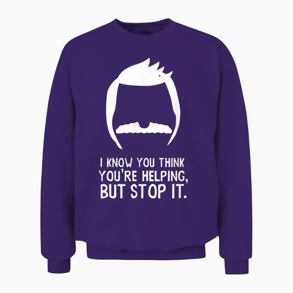 Bob's Burgers I Know You Think You're Helping but Stop It Unisex Sweatshirt in Purple