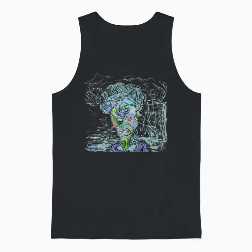 Man Thinking Unisex Tank Top in Black