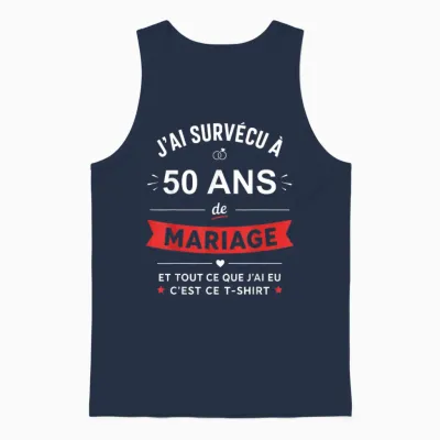Idée Humour Blague Couple J’ai Survécu à 50 Ans De Mariage Unisex Tank Top - Navy