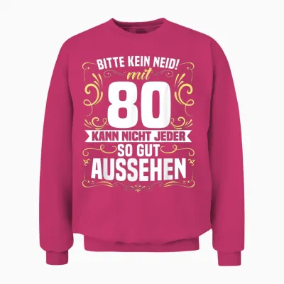 Mens 80th Birthday Please No Envy 80th Birthday T-Shirt, Black Unisex Sweatshirt - Heliconia
