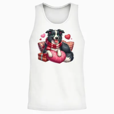 Border Collie Love Unisex Tank Top - White