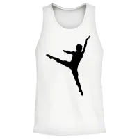 Male Ballet Dancer Silhouette Unisex Tank Top - White – 2