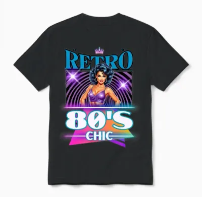 Retro 80's Chic Star Gd Unisex T-Shirt - Black