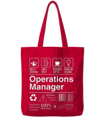 Operations Manager Gift Product Label Funny Defini Tote Bags - Red