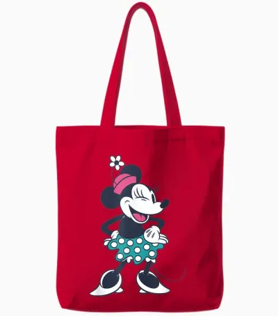 Amazon Essentials Disney Standing and Winking Retro Minnie Tote Bags - Red