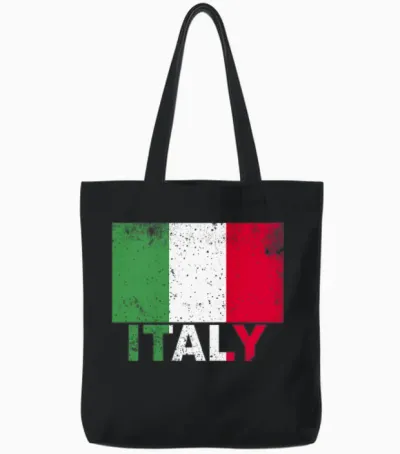 Italy Flag Vintage Italian Nationality Origin Trav Tote Bags - Black