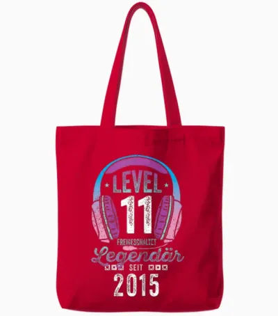 Level 11 Years Girl's Birthday Gamer Girl Teenager 2015 Tote Bags - Red