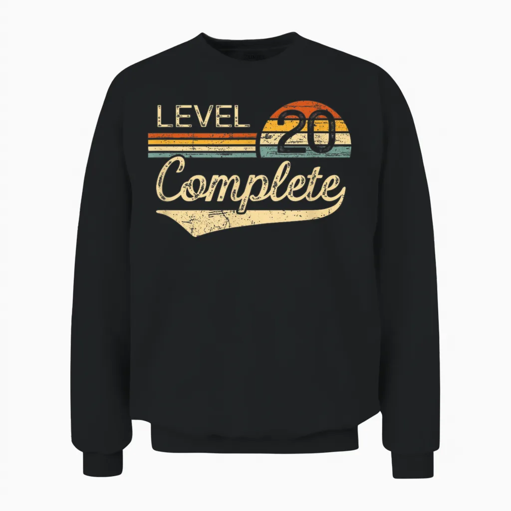 Level 20 Complete Vintage 20th Wedding Anniversary Unisex Sweatshirt in Black