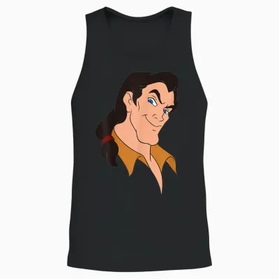 Disney Villains Gaston Beauty and the Beast Big Face Costume Unisex Tank Top - Black