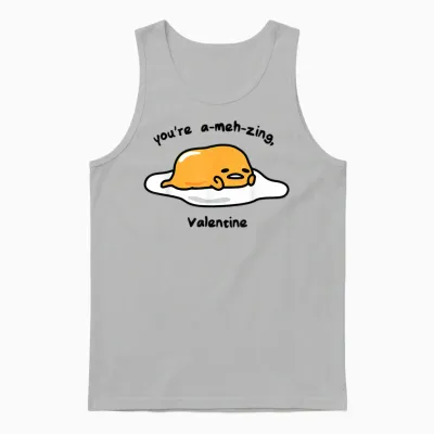 Gudetama the Lazy Egg A-Meh-Zing Valentine Unisex Tank Top - Ash