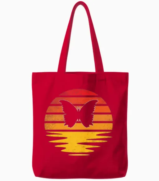 Butterfly Retro Tote Bags - Red