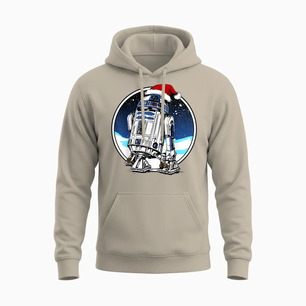 Star Wars Holiday Santa Hat Christmas R2-D2 Circle Unisex Hoodie in Sand