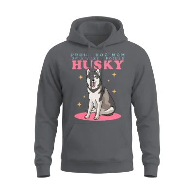 Husky Dogs Dog Mom of a Spoiled Husky Unisex Hoodie - Charcoal
