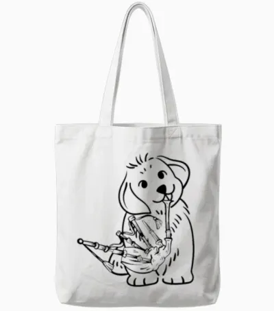 Dog Bagpipe Player Dog Lover Dog Bagpipe Musician Tote Bags - White