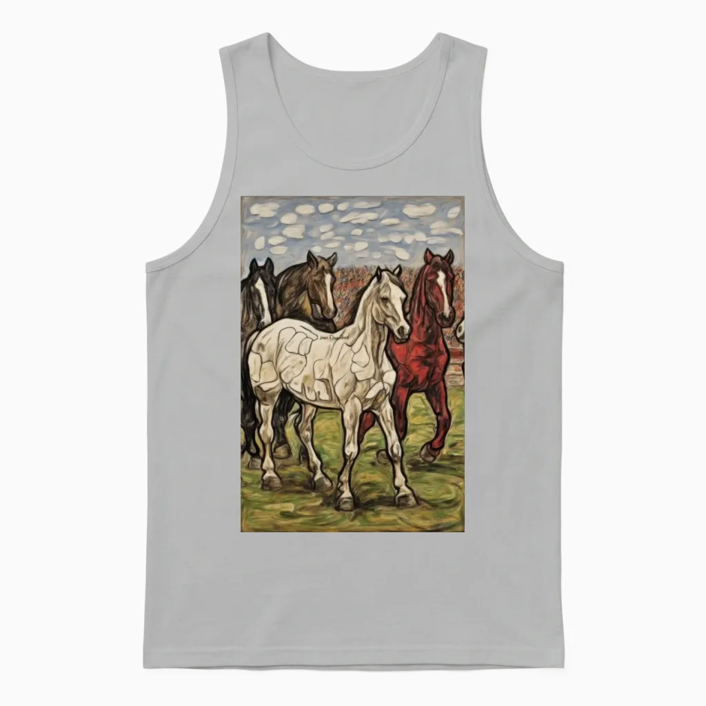 Horses in the Field - Horse Lovers Unisex Tank Top in Ash