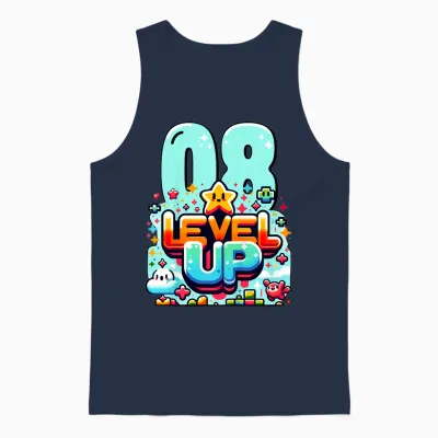 Level Up 8 Jahre Kinder Gaming 8. Geburtstag Jungs Unisex Tank Top - Navy