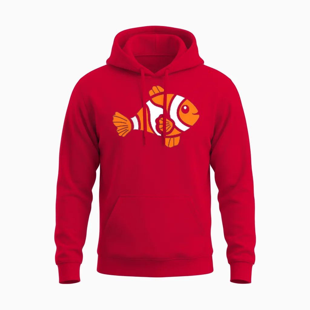 Funny Clown Fish Simple Little Cute Clown Fish Unisex Hoodie in Red