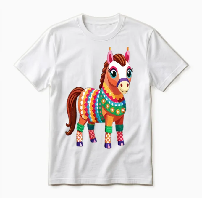 Colorful Celebration Horse Lovers Unisex T-Shirt in White